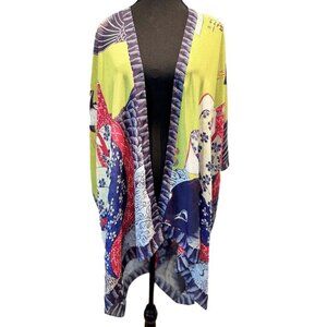 Cocoon House Silk Kimono Robe NWOT Boho Art Print Lightweight OS
